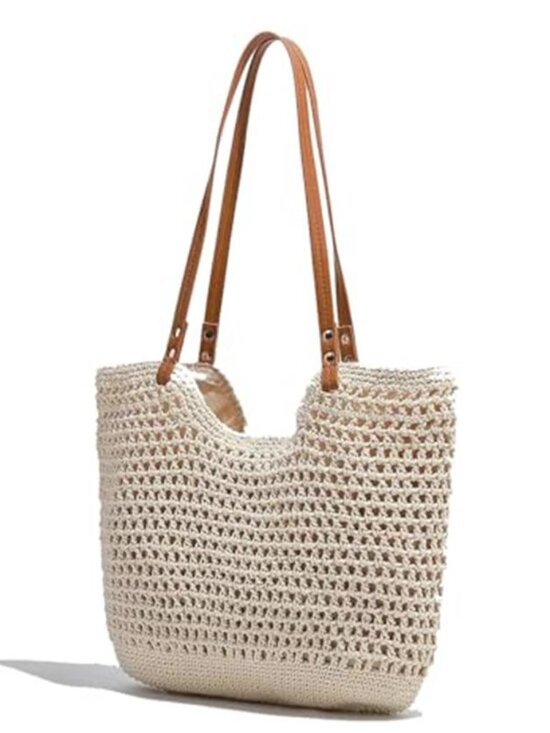 Handbags - Crochet Beach Tote Bag for Vacation,Bohemian Cotton Hobo Shoulder Beach Bag